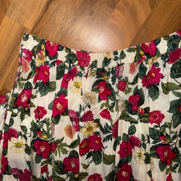 Vintage floral skirt red white green yellow size 14P cottage‎ fairy coquette - Picture 2 of 12